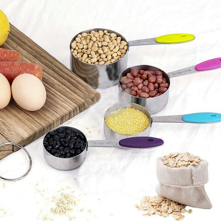 Measuring Cups and Spoons Set Of Piece Nesting Stainless Steel Measuring Cups Set With Soft Touch Silicone Handles