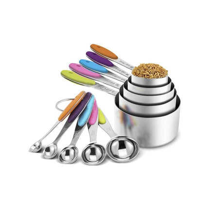 Measuring Cups and Spoons Set Of Piece Nesting Stainless Steel Measuring Cups Set With Soft Touch Silicone Handles