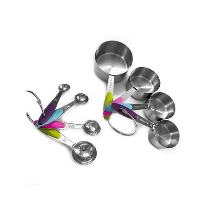 Measuring Cups and Spoons Set Of Piece Nesting Stainless Steel Measuring Cups Set With Soft Touch Silicone Handles