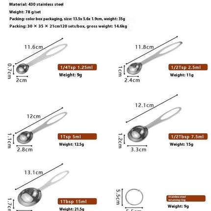 Measuring Spoons Set Heavy Duty Stainless Steel Tablespoon Baking Measure Spoon Removable Small Teaspoon