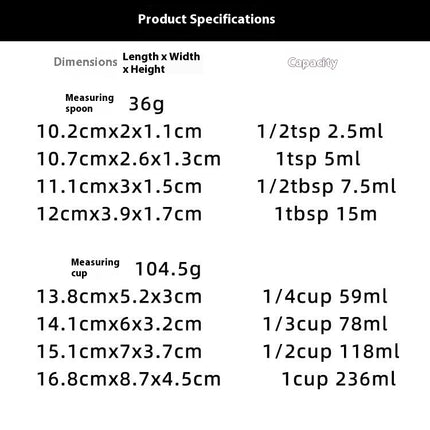 Measuring Cups & Spoons Set of Stackable Stainless Steel Handle Measurement Utensils Cups for Cooking & Baking