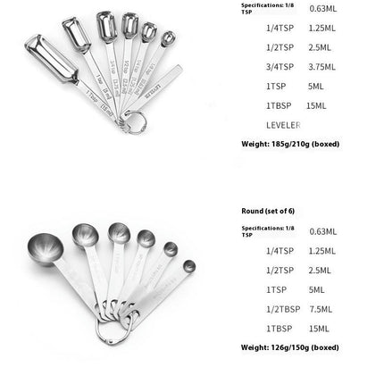 Heavy Duty Stainless Steel Metal Rectangular Measuring Spoons Set For Fits in Spice Jar Dry or Liquid