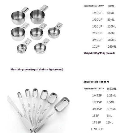 Heavy Duty Stainless Steel Metal Rectangular Measuring Spoons Set For Fits in Spice Jar Dry or Liquid