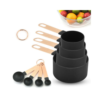 8 Pcs Measuring Cups & Spoons Set Nesting Measure Cups with Stainless Steel Handle for Baking and Cooking