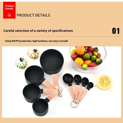 8 Pcs Measuring Cups & Spoons Set Nesting Measure Cups with Stainless Steel Handle for Baking and Cooking