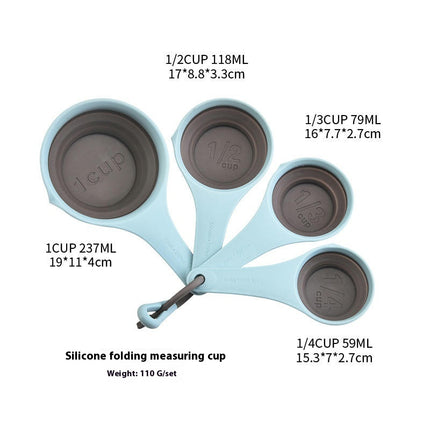 Collapsible Silicone Measuring Cups and Spoons Set 4Piece Adjustable Measuring Cup Camper Kitchen Accessories