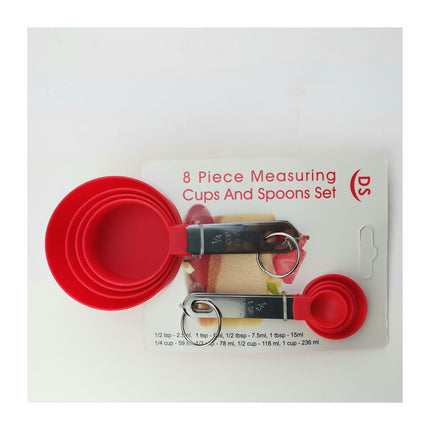 PP Measuring Cups and Spoons 8pcs Set-Baking Tools with Stainless Steel Handles and Scales