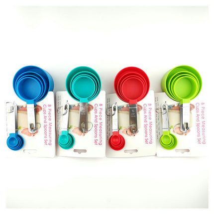 PP Measuring Cups and Spoons 8pcs Set-Baking Tools with Stainless Steel Handles and Scales