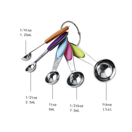 Measuring Cups and Spoons Set with Colored Silicone Handles - for Measuring Dry and Liquid Ingredients