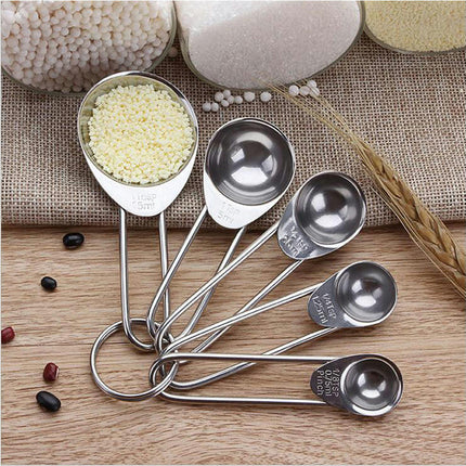 Measuring Spoons Stainless Steel 5-Piece Measuring Spoon Cups Set-For Measuring Dry and Liquid Ingredients