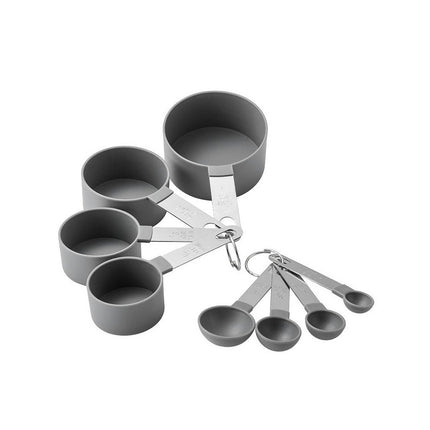 8 - Piece Measuring Set - Cups and Spoons Steel Kitchen Gadgets for Liquid Wet and Dry Cooking Baking