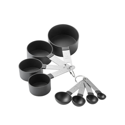 8 - Piece Measuring Set - Cups and Spoons Steel Kitchen Gadgets for Liquid Wet and Dry Cooking Baking