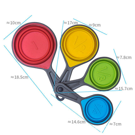 Collapsible Silicone Measuring Cups and Spoons 4Pieces For Measuring Baking & Travel Measuring Cup Space Save