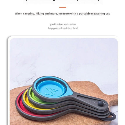 Collapsible Silicone Measuring Cups and Spoons 4Pieces For Measuring Baking & Travel Measuring Cup Space Save