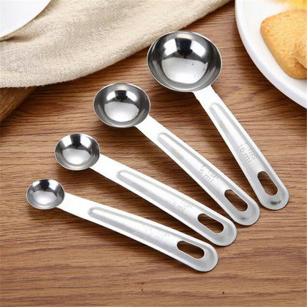 Stainless Steel Measuring Spoons Set of 4 for Measuring Dry and Liquid Ingredients Round Duty Mirror Polished Set