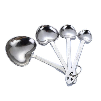 4Pcs Heart Shaped Measuring Spoons Stainless Steel Measure Spoons for Measurements Cooking & Baking Set