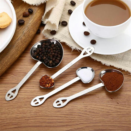 4Pcs Heart Shaped Measuring Spoons Stainless Steel Measure Spoons for Measurements Cooking & Baking Set