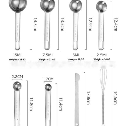 10 PCS Measuring Spoons Cups Set Small Tablespoon With Metric and US Measurements Cooking & Baking Set