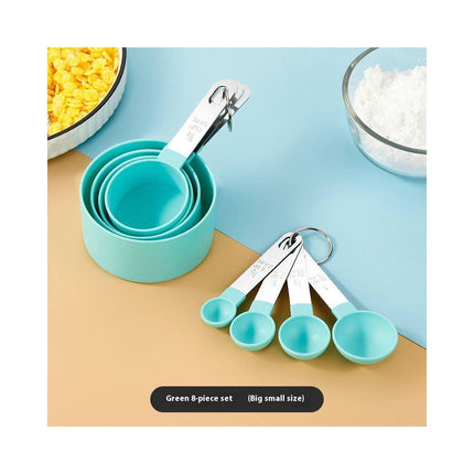 Measuring Cups & Spoons Set Stackable Cups and Spoons Nesting Measure Cups With Stainless Steel Handle