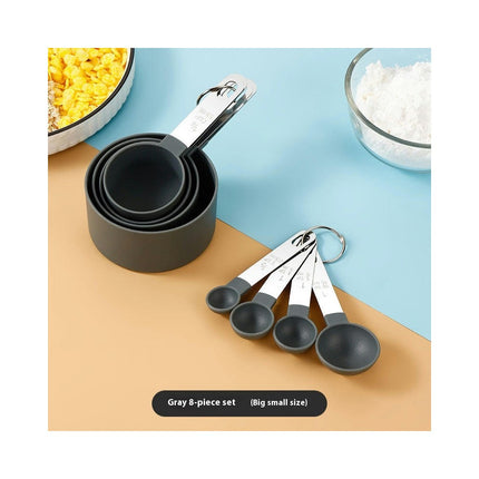 Measuring Cups & Spoons Set Stackable Cups and Spoons Nesting Measure Cups With Stainless Steel Handle