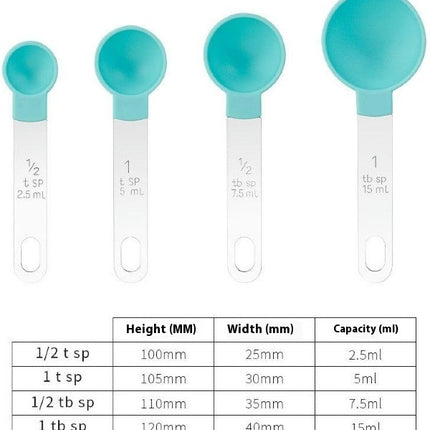 Measuring Cups & Spoons Set Stackable Cups and Spoons Nesting Measure Cups With Stainless Steel Handle