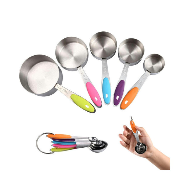 430 Stainless Steel Measuring Cups and Spoons Set Of 10Piece For Kitchen Cooking Baking Measuring Gadgets