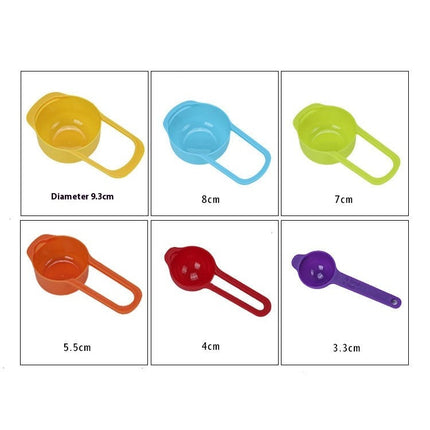 6 Pcs Measuring Cups and Spoons Set Plastic Stackable Kitchen Measuring Tool with Long Handles Kitchen Tools