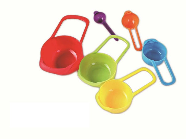 6 Pcs Measuring Cups and Spoons Set Plastic Stackable Kitchen Measuring Tool with Long Handles Kitchen Tools