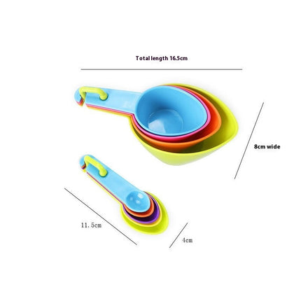 9 Piece Measuring Cups and Spoons Set Colored Kitchen Measure Tools Durable Nesting Cups and Spoons Set
