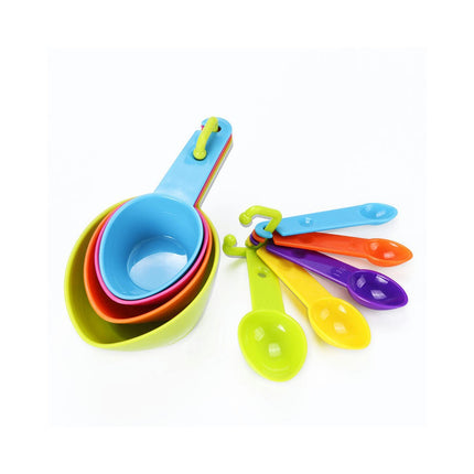 9 Piece Measuring Cups and Spoons Set Colored Kitchen Measure Tools Durable Nesting Cups and Spoons Set