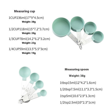 Measuring Cups & Spoons Set of 8 Pieces Stackable Stainless Steel Handle Measurement Utensils Cups Set