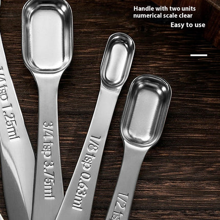 Stainless Steel Narrow Heavy Duty Long Handle And Engraved Measurements Set Of 6Piece