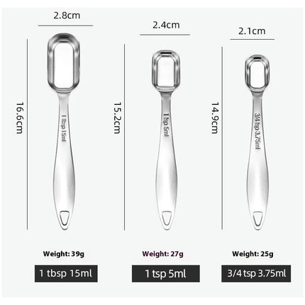 Stainless Steel Narrow Heavy Duty Long Handle And Engraved Measurements Set Of 6Piece