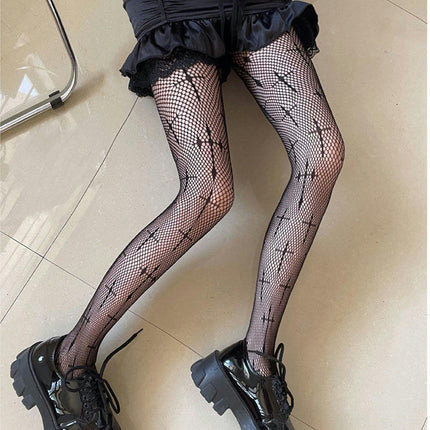 5 pairs Women's Cross Jacquard Fishnet Stockings Thigh High Wide Fishnet Tights