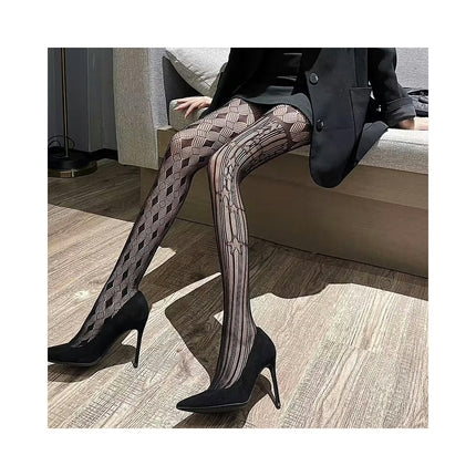 5 pairs Women's Small Mesh Jacquard Fishnet Stockings Thigh High Wide Fishnet Tights