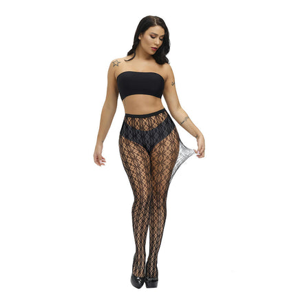 5 pairs Women's Lace Suspenders Fishnet Stockings Thigh High Wide Fishnet Tights