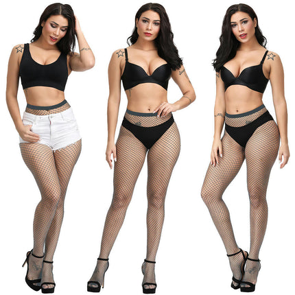 3 Pairs Women Fishnet Stockings Tights Pantyhose Thigh High Stockings Waist Fishnets