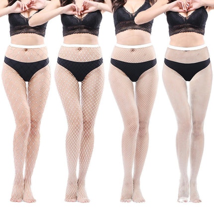 4 Pairs Women Fishnet Stockings Tights Pantyhose Thigh High Stockings Waist Fishnets