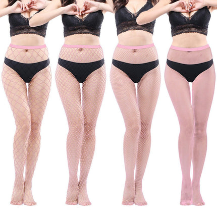 4 Pairs Women Fishnet Stockings Tights Pantyhose Thigh High Stockings Waist Fishnets