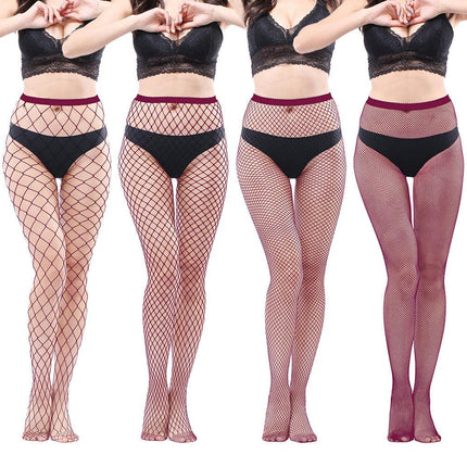 4 Pairs Women Fishnet Stockings Tights Pantyhose Thigh High Stockings Waist Fishnets