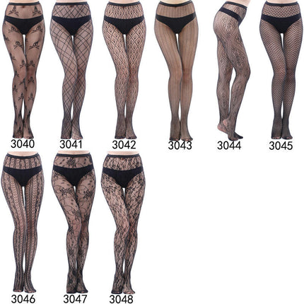 3 Pairs Women Fishnet Pantyhose Thigh-High Stockings Tights for Halloween Dance Party Dress up