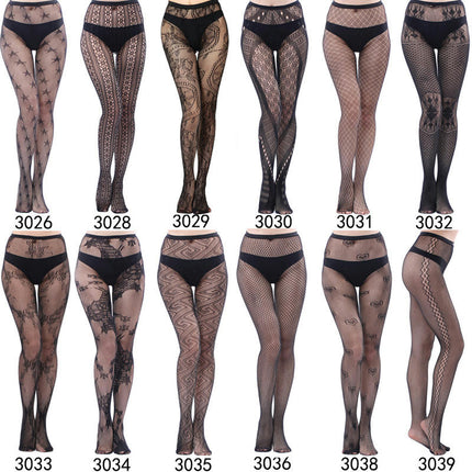 3 Pairs Women Fishnet Pantyhose Thigh-High Stockings Tights for Halloween Dance Party Dress up