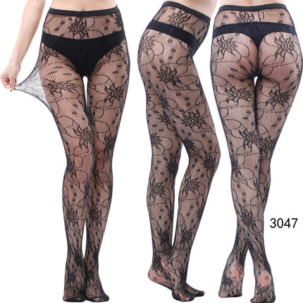 3 Pairs Women Fishnet Pantyhose Thigh-High Stockings Tights for Halloween Dance Party Dress up