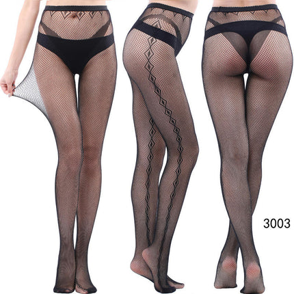 3 Pairs Women Fishnet Pantyhose Thigh-High Stockings Tights for Halloween Stage Performance Party Dress up