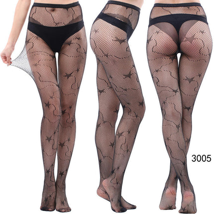 3 Pairs Women Fishnet Pantyhose Thigh-High Stockings Tights for Halloween Stage Performance Party Dress up