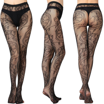 3 Pairs Women Fishnet Pantyhose Thigh-High Stockings Tights for Halloween Stage Performance Party Dress up