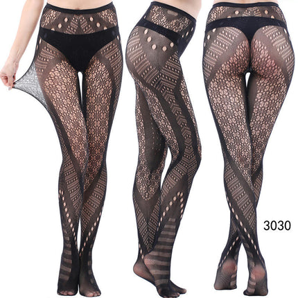 3 Pairs Women Fishnet Suspender Pantyhose Thigh-High Stockings Tights for Halloween Party Dress up