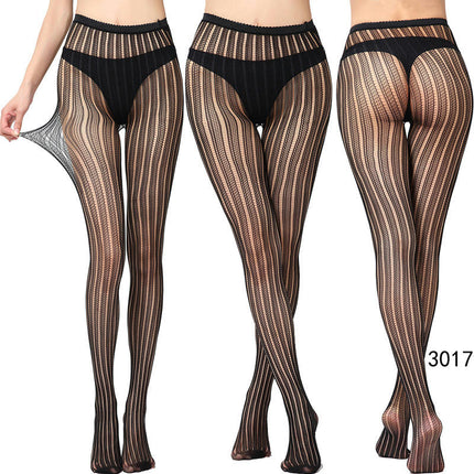 3 Pairs Women Fishnet Suspender Pantyhose Thigh-High Stockings Tights for Halloween Party Dress up