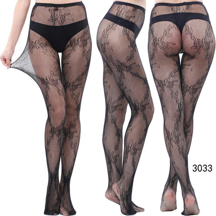 3 Pairs Women Fishnet Suspender Pantyhose Thigh-High Stockings Tights for Halloween Party Dress up