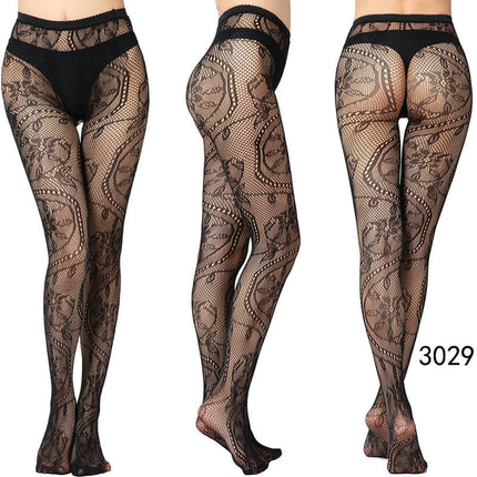 3 Pairs Women Fishnet Suspender Pantyhose Thigh-High Stockings Tights for Halloween Party Dress up